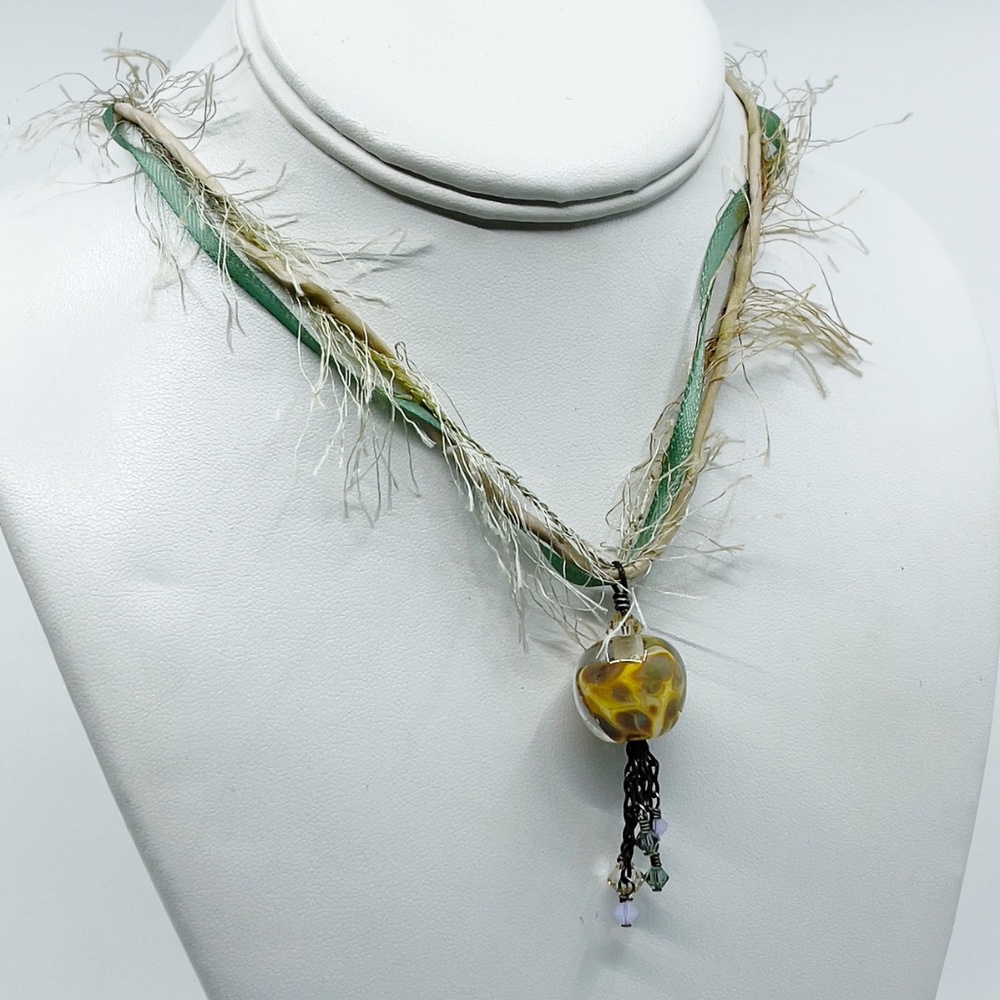 Sterling Silver Murano Glass Bead Necklace - Gm737 View 3